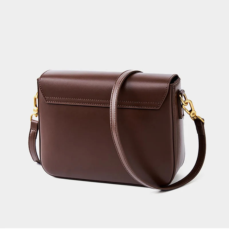 Genuine Leather Shoulder Bag - Premium Cowhide Crossbody