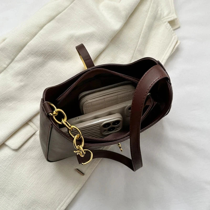 Luxury Shoulder Bag for Women - Casual Solid Colour Handbag Fashion Clutch